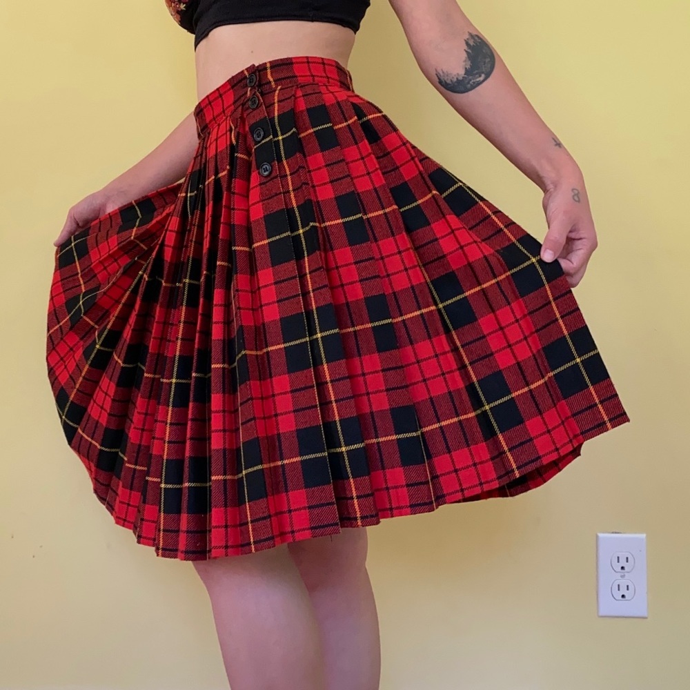 Vintage midi checkered skirt made in France